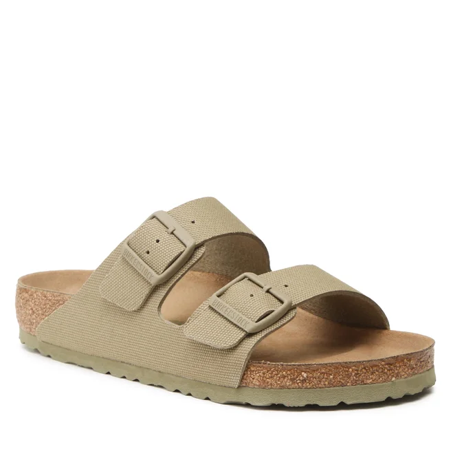 BIRKENSTOCK ARIZONA TEX CANVAS FADED KHAKI VEG