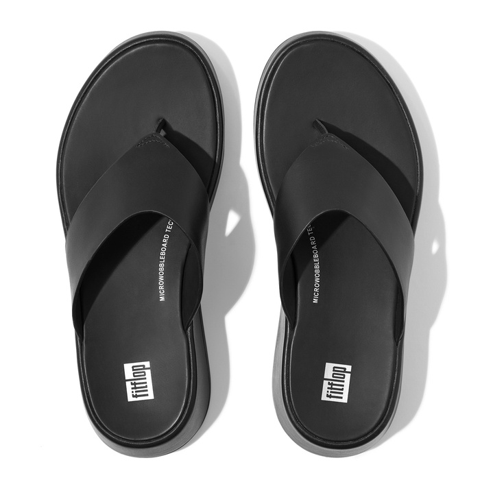 FITFLOP F-MODE LEATHER FLATFORM TOE-POST SANDALS